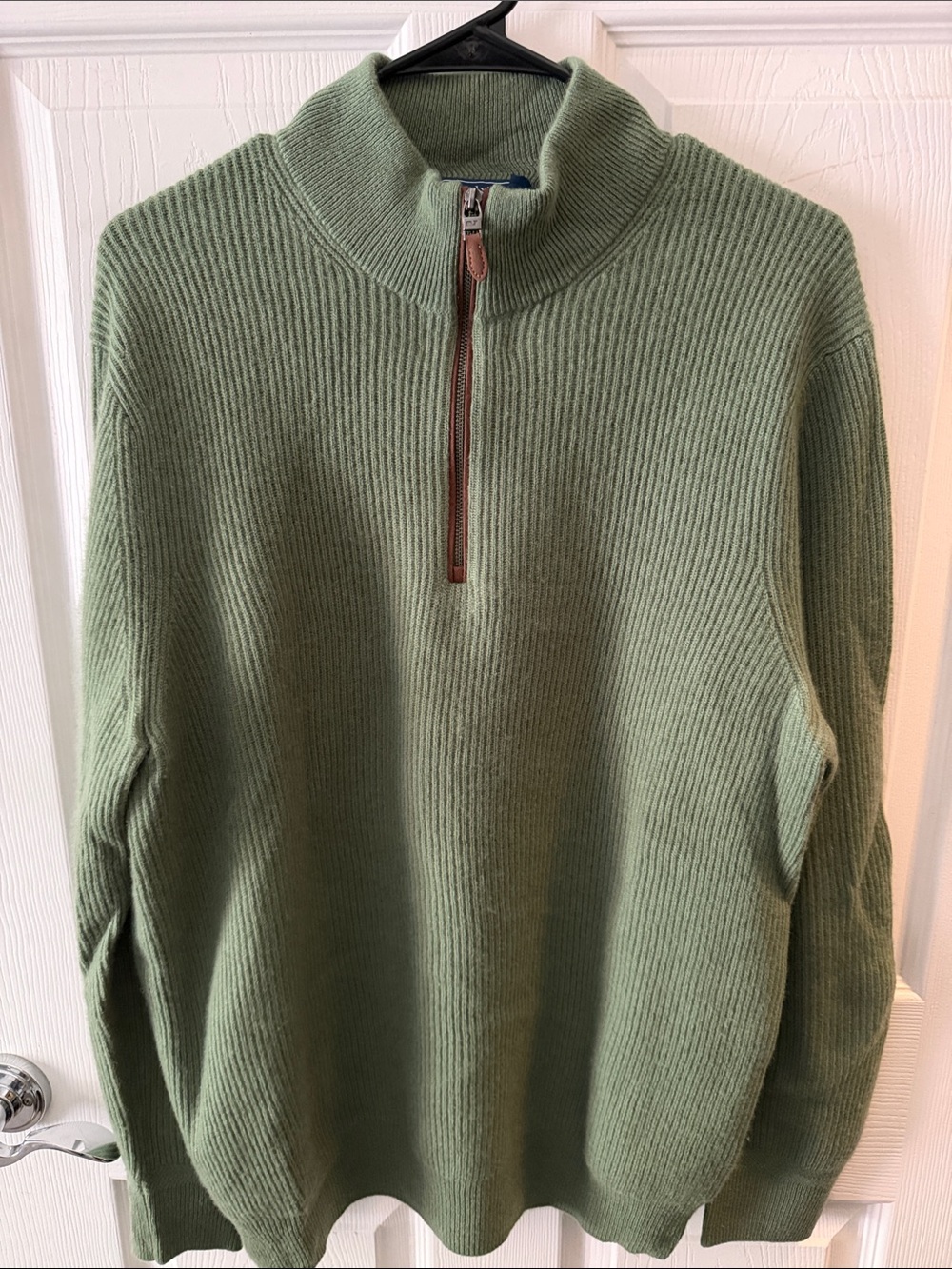 vineyard vines Ribbed Cashmere 1/4 Zip Sweater - Sage Green